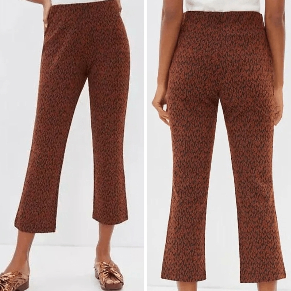 Anthropologie Mikayla Cropped Flared Jacquard Pants In S